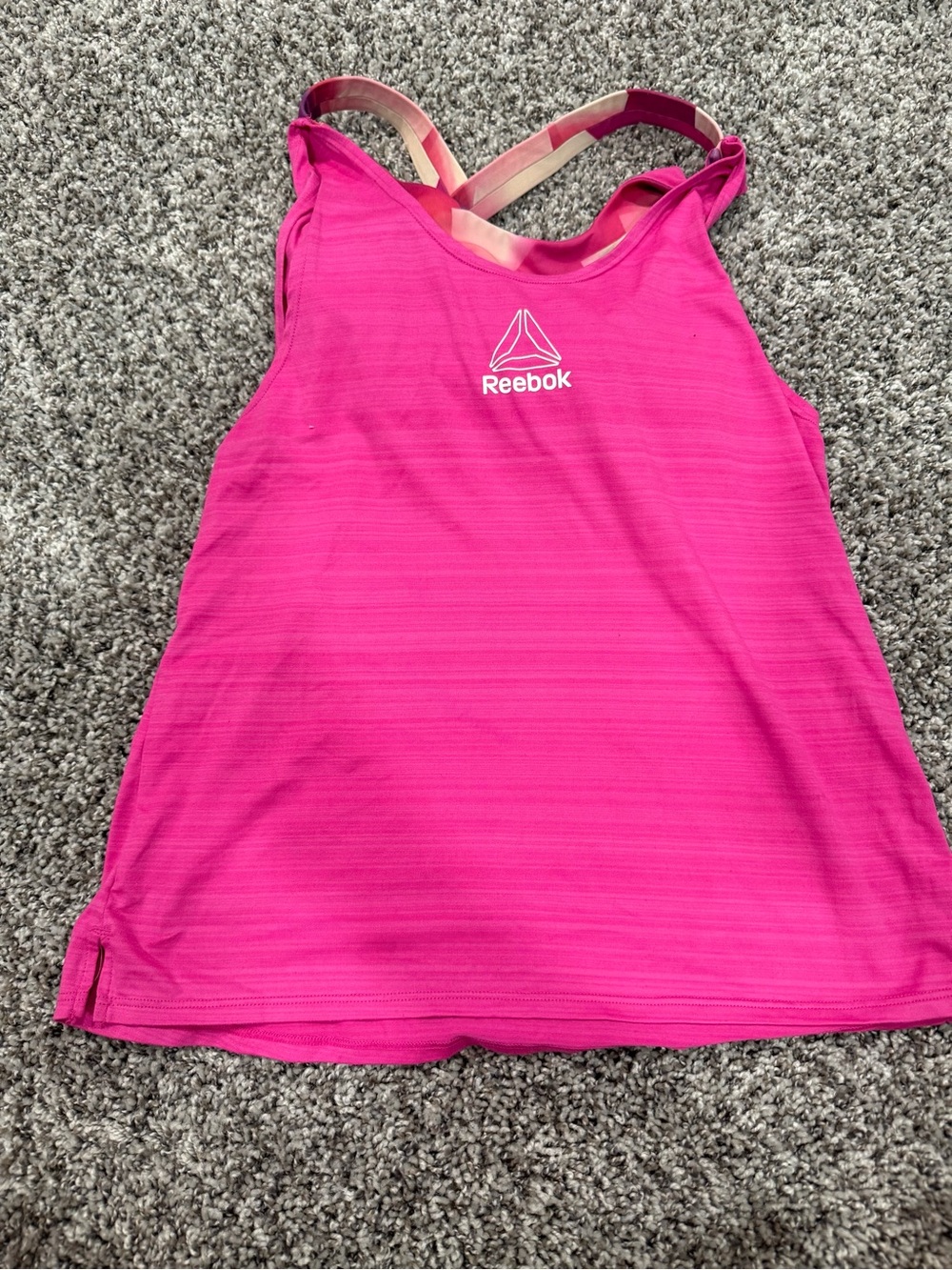Reebok Hot Pink Racerback Tank Top with Contrast Straps